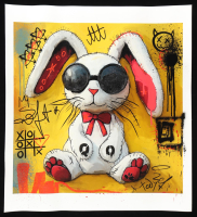 "Chill Bunny" 20x20 2025 Original Painting on Rolled Canvas by Tadas Zaicikas | TedyZet (Zaicikas) at PristineAuction.com