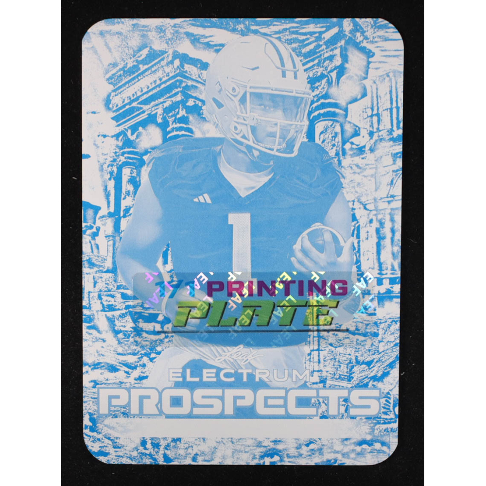 Cameron Ward 2024 Leaf Electrum Football Prospects Cyan Printing Plate #NNO RC #1/1 at PristineAuction.com