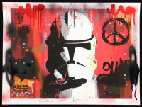 "Urban Stormtrooper in Red" 18x24 2025 Original Mixed Media by Tadas Zaicikas | TedyZet (Zaicikas) at PristineAuction.com