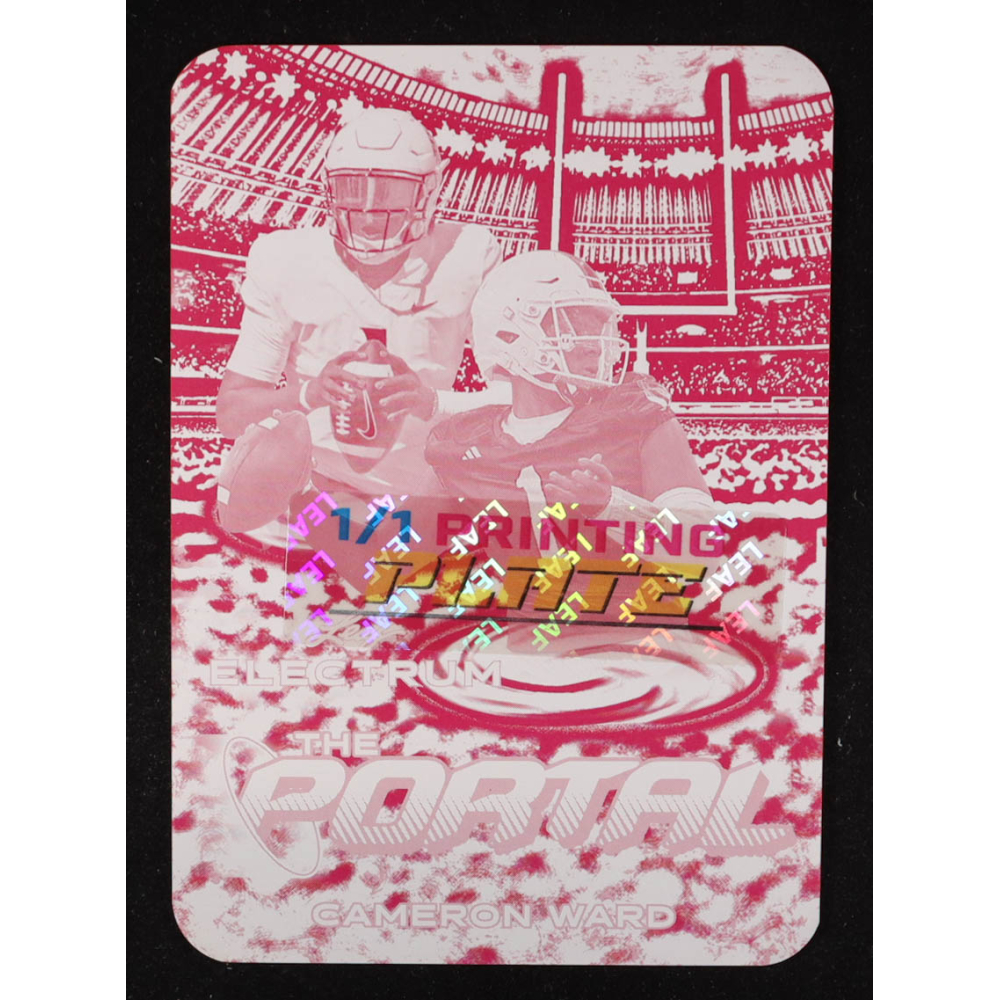 Cameron Ward 2024 Leaf Electrum Football The Portal Magenta Printing Plate #NNO RC #1/1 at PristineAuction.com
