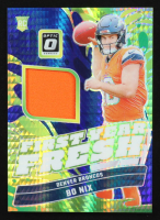 Bo Nix 2024 Donruss Optic First Year Fresh Jerseys Blue Hyper #5 RC at PristineAuction.com