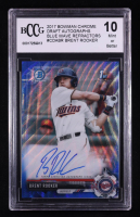 Brent Rooker 2017 Bowman Chrome Draft Autographs Blue Wave Refractors #CDABR RC #066/150 (BCCG 10) at PristineAuction.com