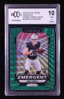 Brock Bowers 2024 Panini Prizm Emergent Prizms Green Wave #8 RC (BCCG 10) at PristineAuction.com