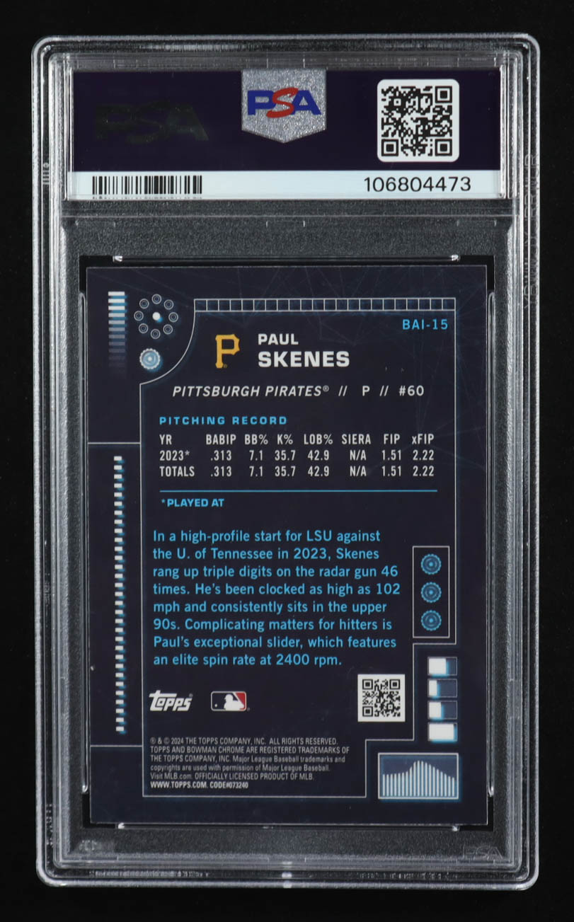 Paul Skenes 2024 Bowman AI #BAI15 RC (PSA 10) at PristineAuction.com Paul Skenes 2024 Bowman AI #BAI15 RC (PSA 10) at PristineAuction.com