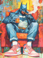 "Batman After Hours" 18x24 2025 Original Mixed Media by Tadas Zaicikas | TedyZet (Zaicikas) at PristineAuction.com