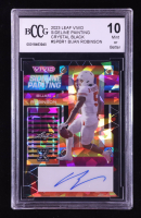 Bijan Robinson 2023 Leaf Vivid Sideline Painting Autographs Crystal Black RC #1/5 (BCCG 10) at PristineAuction.com