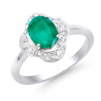 1.49 CTW Emerald & Natural Diamond Ring Mounted in 10K White Gold H-I, I1-I2 | Estimated Retail Value: $4,800 at PristineAuction.com