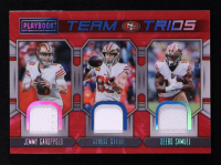 Jimmy Garoppolo / Deebo Samuel / George Kittle 2022 Panini Playbook Team Trios Materials Platinum #4 #06/49 at PristineAuction.com