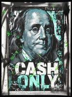 "Benjamin Franklin- Cash Only_ Urban POP#2" 18x24 2025 Original Mixed Media by Tadas Zaicikas | TedyZet (Zaicikas) at PristineAuction.com