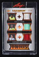 Vinicius Junior / Endrick / Alejandro Garnacho 2024 Leaf Ultimate Sports Trios Game-Used Memorabilia Spectrum Bronze #UT13 #12/25 at PristineAuction.com