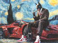 "Luxury Under The Stars_Batman" 18x24 2025 Original Mixed Media by Tadas Zaicikas | TedyZet (Zaicikas) at PristineAuction.com