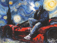 "Batman_Midnight Mood" 18x24 2025 Original Mixed Media by Tadas Zaicikas | TedyZet (Zaicikas) at PristineAuction.com