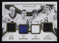 Drew Brees / Archie Manning / Eli Manning / Joe Namath 2023 Immaculate Collection Immaculate Monuments Materials #6 #13/49 at PristineAuction.com