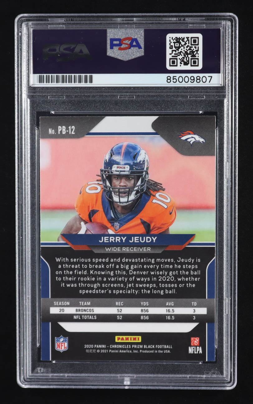 Jerry Jeudy Signed 2020 Panini Prizm Black Silver #12 RC (PSA | Auto Grade PSA Authentic) at PristineAuction.com Jerry Jeudy Signed 2020 Panini Prizm Black Silver #12 RC (PSA | Auto Grade PSA Authentic) at PristineAuction.com