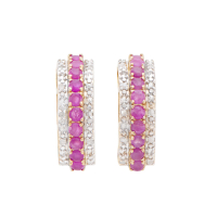 2.230 CTW Ruby & Diamond 18K Gold Plated Designer Earrings | Estimated Value $1,249 (AMG) at PristineAuction.com