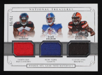 O.J. Howard / Evan Engram / David Njoku 2017 Panini National Treasures Rookie NFL Gear Trio Materials #18 #79/99 RC at PristineAuction.com