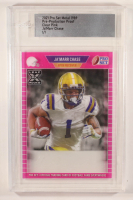 Ja'Marr Chase 2021 Pro Set Metal 1989 Pre-Production Proof Clear Pink RC #1/1 (Leaf) at PristineAuction.com