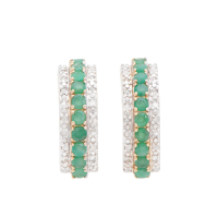2.23 CTW Emerald & Diamond 18K Gold Plated Designer Earrings | Estimated Value $1,249 (AMG) at PristineAuction.com