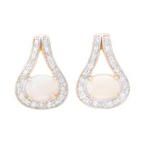 1.63 CTW Opal & Diamond 18K Gold Plated Designer Earrings | Estimated Value $1,199 (AMG) at PristineAuction.com
