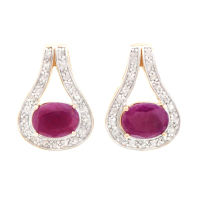 3.33 CTW Ruby & Diamond 18K Gold Plated Designer Earrings | Estimated Value $1,199 (AMG) at PristineAuction.com