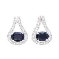3.33 CTW Sapphire & Diamond Rhodium Designer Earrings | Estimated Value $1,199 (AMG) at PristineAuction.com
