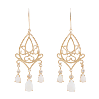 2.53 CTW Opal & Diamond 18K Gold Plated Designer Earrings | Estimated Value $1,189 (AMG) at PristineAuction.com