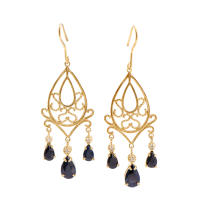 5.33 CTW Sapphire & Diamond 18K Gold Plated Designer Earrings | Estimated Value $1,189 (AMG) at PristineAuction.com