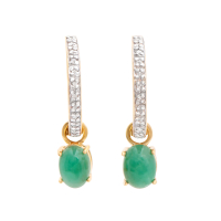 2.53 CTW Emerald & Diamond 18K Gold Plated Designer Earrings | Estimated Value $1,289 (AMG) at PristineAuction.com