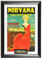 1992 "Nirvana: Smells Like Teen Spirit" Portland Meadows Concert Custom Framed Poster with Nirvana Patch at PristineAuction.com