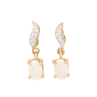 .53 CTW White Opal & Diamond 18K Gold Plated Designer Earrings | Estimated Retail Value $1,189 (AMG) at PristineAuction.com