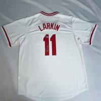 Barry Larkin Signed Reds Nike Authentic Jersey (Beckett) at PristineAuction.com