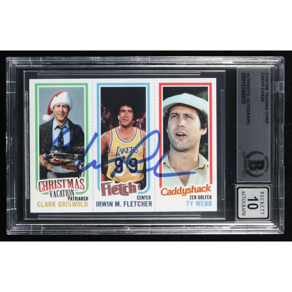 Chevy Chase Signed Christmas Vacation / Fletch / Caddyshack Custom Trading Card (BGS | Autograph Grade 10) at PristineAuction.com Chevy Chase Signed Christmas Vacation / Fletch / Caddyshack Custom Trading Card (BGS | Autograph Grade 10) at PristineAuction.com