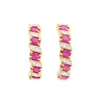 2.94 CTW Ruby & Diamond 18K Gold Plated Designer Earrings | Estimated Retail Value $1,209 (AMG) at PristineAuction.com