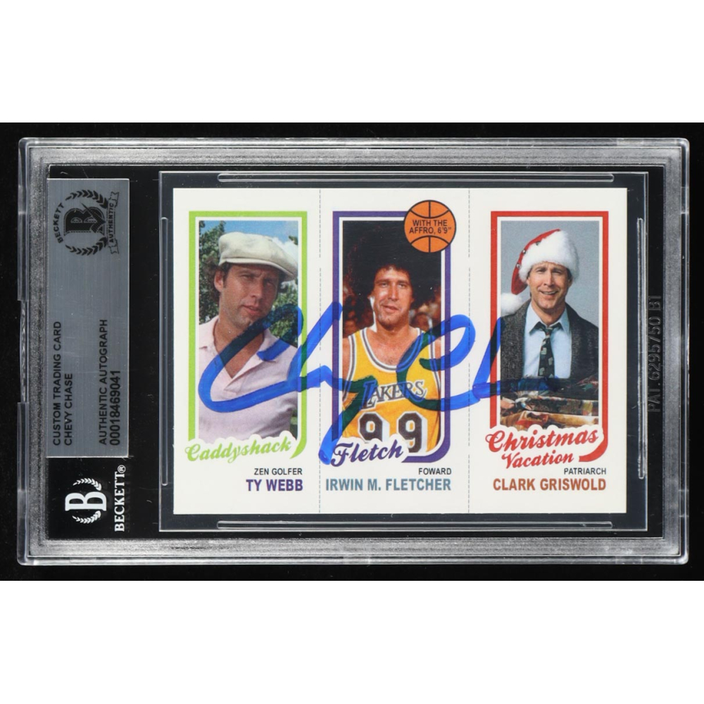 Chevy Chase Signed Caddyshack / Fletch / Christmas Vacation Custom Trading Card (BGS) at PristineAuction.com Chevy Chase Signed Caddyshack / Fletch / Christmas Vacation Custom Trading Card (BGS) at PristineAuction.com