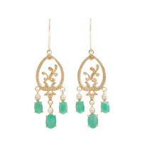 3.66 CTW Emerald & Diamond 18K Gold Plated Designer Earrings | Estimated Retail Value $1,279 (AMG) at PristineAuction.com