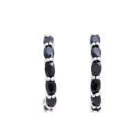 3.55 CTW Sapphire 18K Rhodium Plated Designer Earrings | Estimated Retail Value $1,199 (AMG) at PristineAuction.com