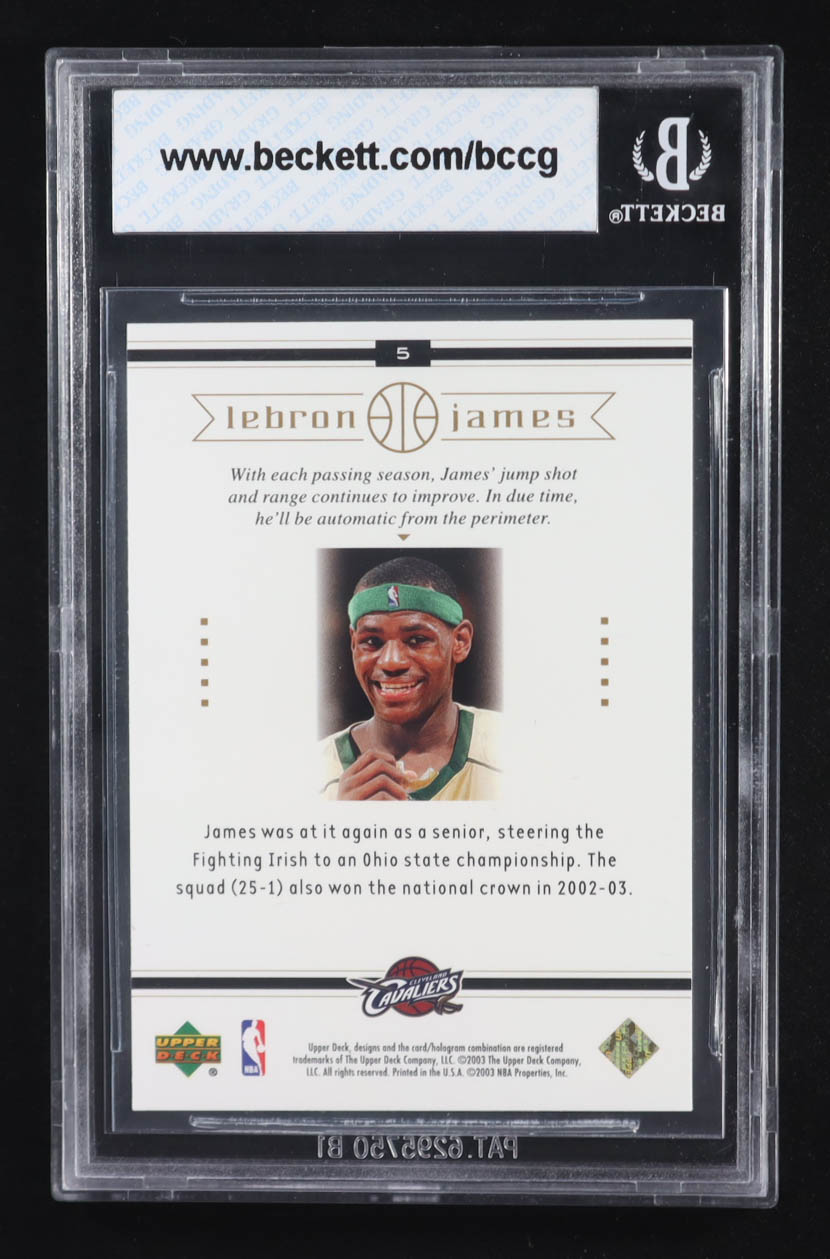 Lebron James 2003 Upper Deck Box Set #5 RC (BCCG 10) at PristineAuction.com Lebron James 2003 Upper Deck Box Set #5 RC (BCCG 10) at PristineAuction.com