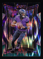 Lamar Jackson 2024 Select Prizm Black and Green Shock #35 at PristineAuction.com
