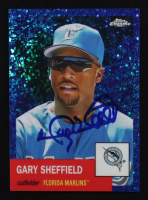 Gary Sheffield Signed 2022 Topps Chrome Platinum Anniversary Blue Mini-Diamond Refractors #425 #186/199 (Beckett) at PristineAuction.com