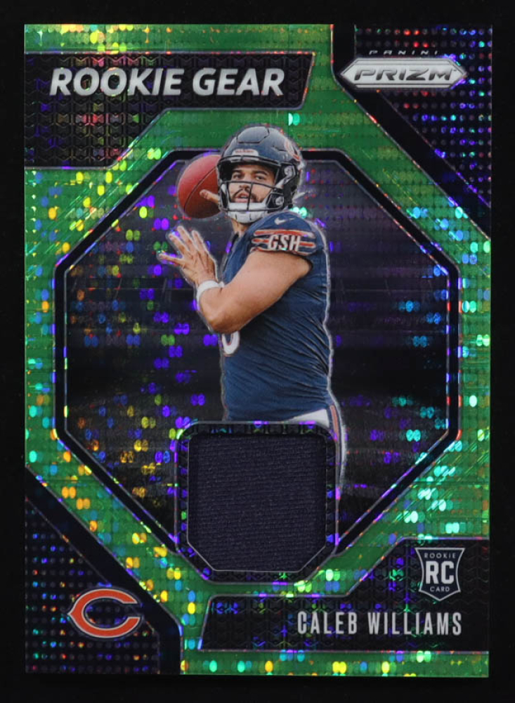 Caleb Williams 2024 Panini Prizm Rookie Gear Neon Green Pulsar #1 RC