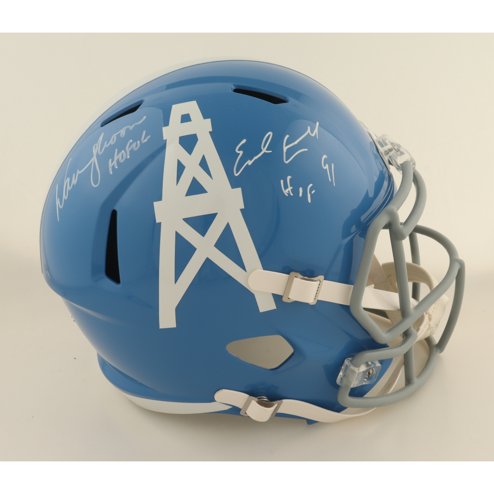 Warren Moon & Earl Campbell Signed Oilers Full-Size Speed Helmet Inscribed "HOF 06" & "HOF 91" (Beckett) at PristineAuction.com