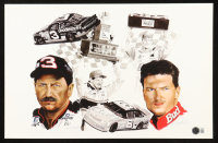 "Dale Earnhardt Sr. & Dale Earnhardt Jr." NASCAR LE 11x17 Lithograph Signed By Ken Branch #14/100 (Beckett) at PristineAuction.com