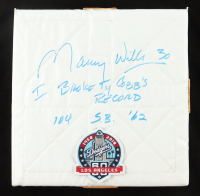 Maury Wills Signed Champro Quilted Base Inscribed "I Broke Ty Cobbs's Record" & "104 S.B. '62" (Beckett) at PristineAuction.com