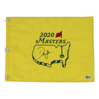 Dustin Johnson Signed 2020 Masters Tournament Golf Pin Flag (Beckett) at PristineAuction.com