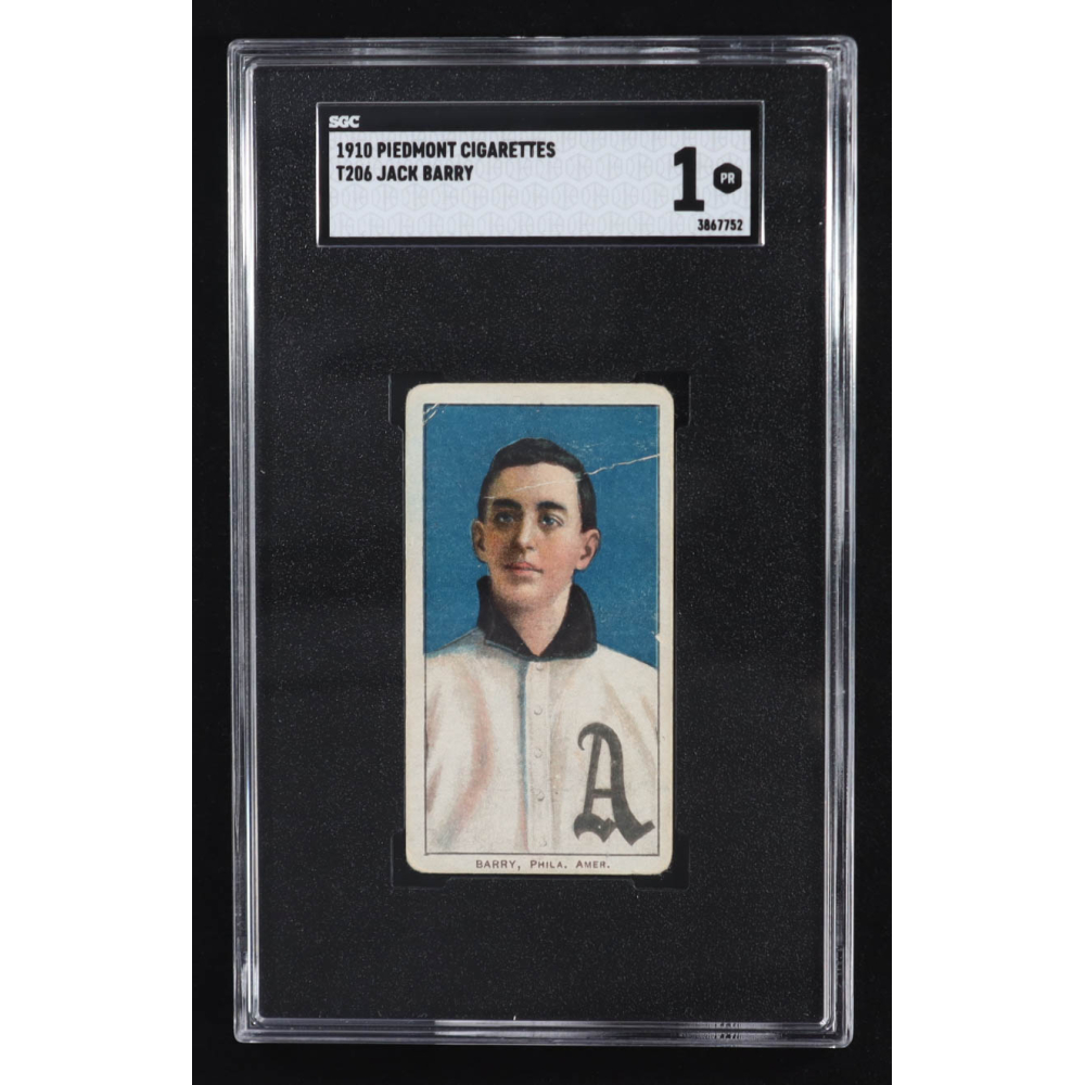 Jack Barry 1910 Piedmont Cigarettes #T206 (SGC 1) at PristineAuction.com