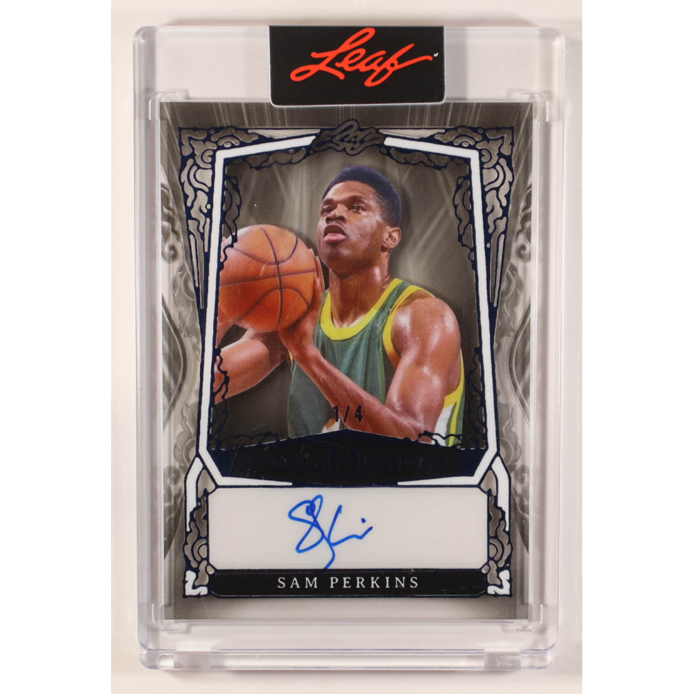 Sam Perkins 2025 Leaf Sports Heroes Clear Autographs Blue #BASP2 #1/4 at PristineAuction.com