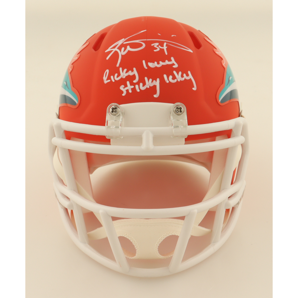 Ricky Williams Signed Dolphins AMP Alternate Speed Mini Helmet Inscribed "Ricky Loves Sticky Icky" (Beckett) at PristineAuction.com
