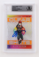 Allen Iverson Signed 2020-21 Panini Illusions Clear Shots Orange #15 (Beckett | Auto Grade BGS Authentic) at PristineAuction.com