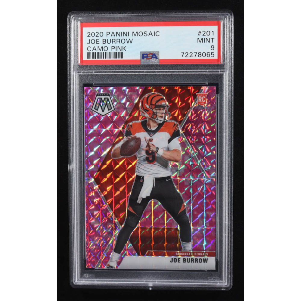 Joe Burrow 2020 Panini Mosaic Camo Pink #201 RC (PSA 9) at PristineAuction.com