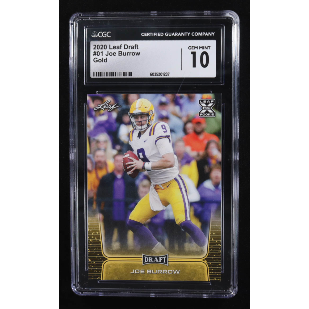 Joe Burrow 2020 Leaf Draft Gold #01 RC (CGC 10) at PristineAuction.com
